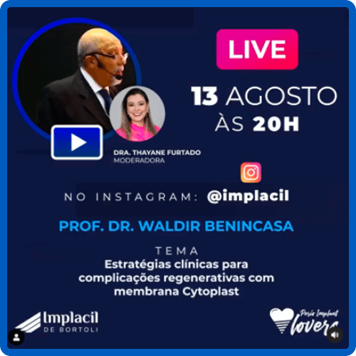 Perio Implant Lovers - 13-08-2020 - Waldir Benincasa - Estratégias clínicas para complicações regenerativas com membrana Cytoplast