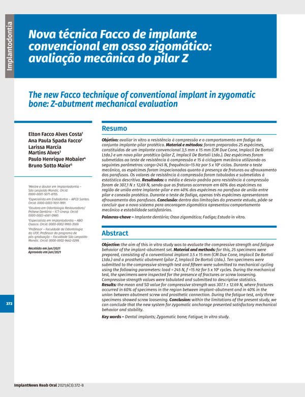 Nova técnica Facco de implante