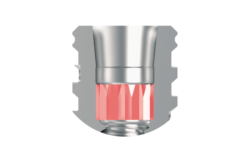 CONE MORSE de 11.5º garantindo estabilidade, vedação e imbricamento ideais, além da ampla compatibilidade com os componentes protéticos Implacil.